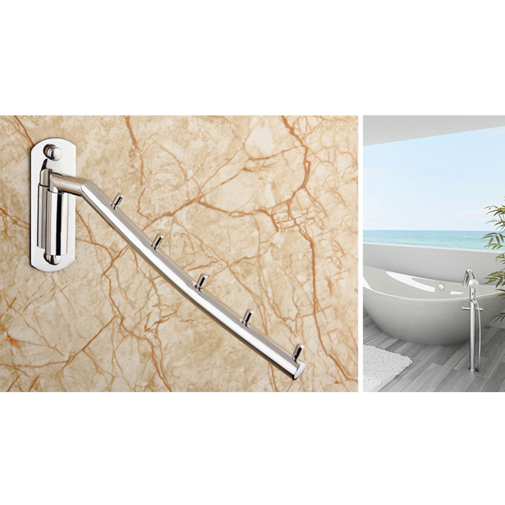 Wall Mounted Clothes Hanger Rack Rotatable Stainless Steel Clothes Organizer with Swing Arm Holder