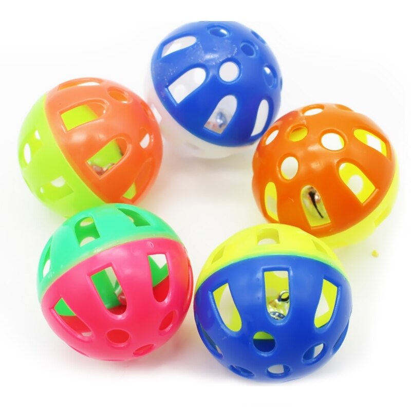 5Pcs Kleurrijke Pet Kat Kitten Play Ballen Met Jingle Bell Chase Rammelaar Speelgoed Grappige Tinkle Bell Bal Voor Kat chew Rammelaar Scratch: 5pcs random color