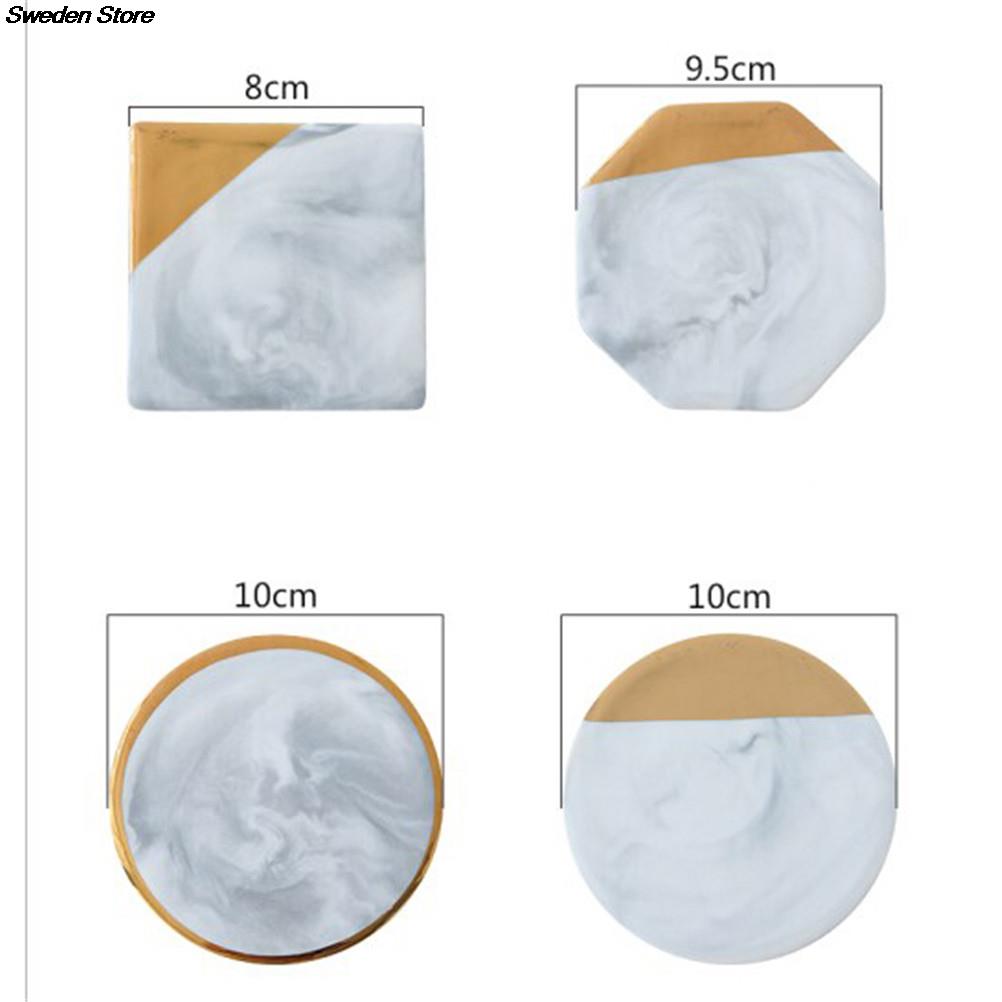 1pc guld marmor bordskånere keramiske coaster te kop pad rund bord måtte coaster kaffe te kop dækkeservietter køkken dekoration