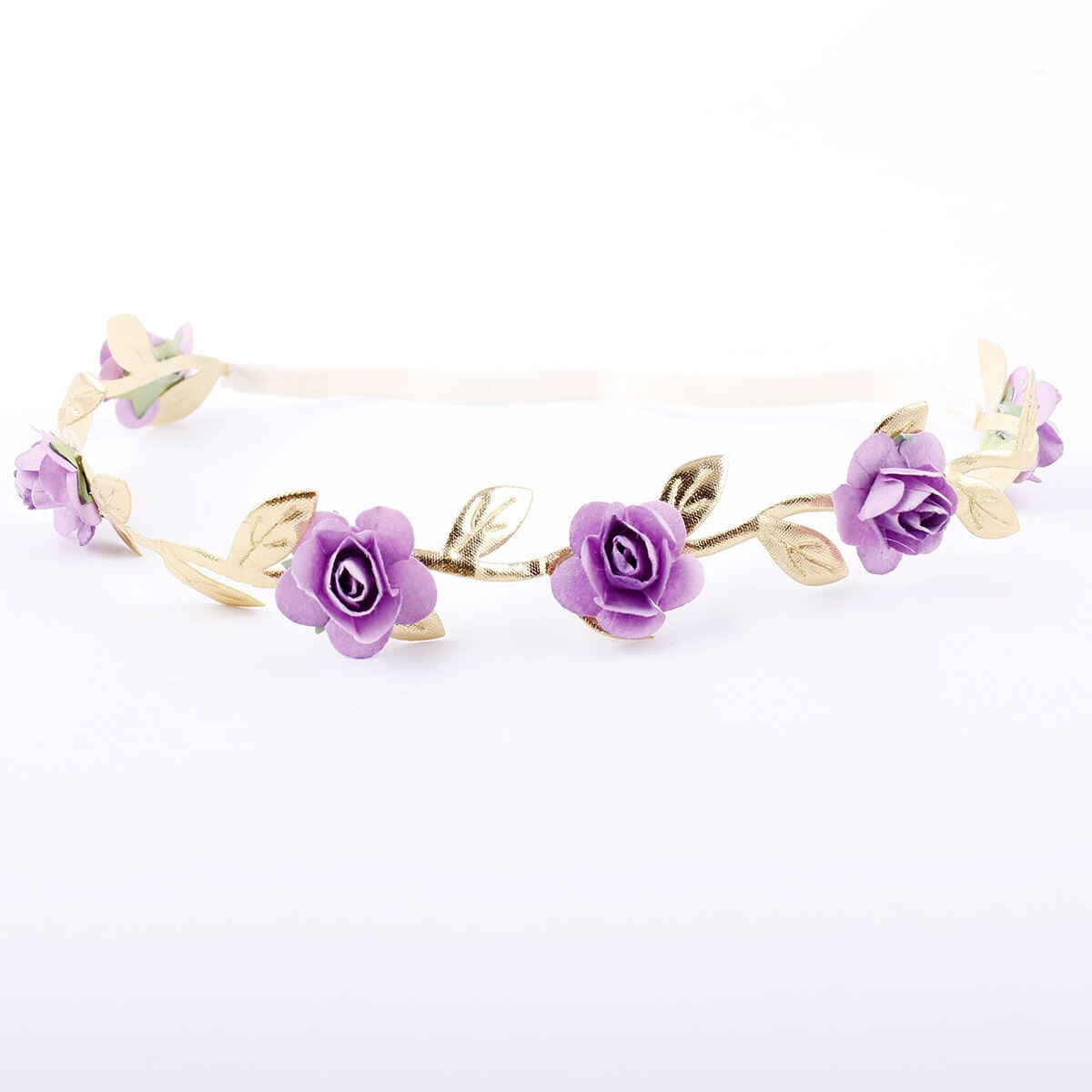 Diadema de corona para niños recién nacidos, guirnaldas de hojas doradas, corona de rosas y flores, rojo, azul, blanco y Beige: Morado