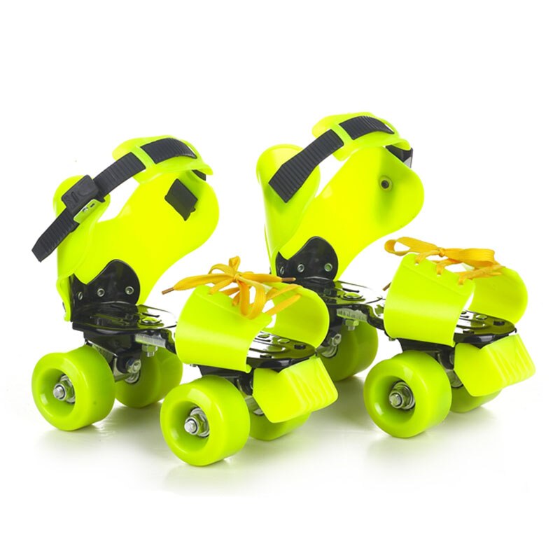 Børn to linjer rulleskøjter dobbelt række 4 hjulskøjter sko justerbar størrelse glidende inline patines en linea kids  ib02: Kvalitet gul