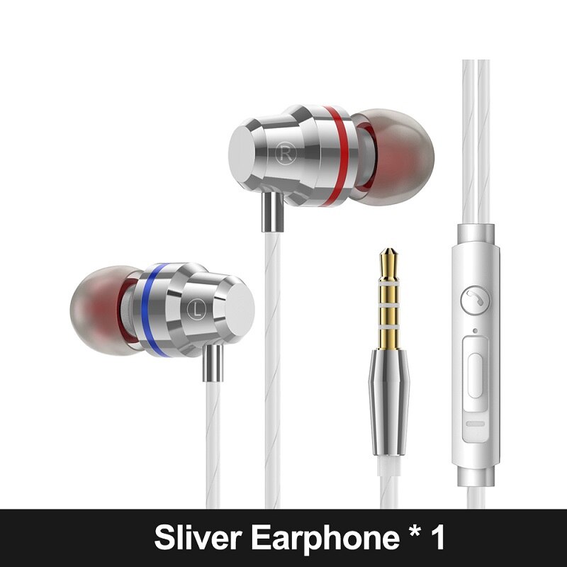 MUSTTRUE P1 bajo de alambre en la oreja auriculares estéreo de música Gaming auriculares con micrófono para teléfono iPhone Xiaomi auriculares Samsung: Sliver Earphone