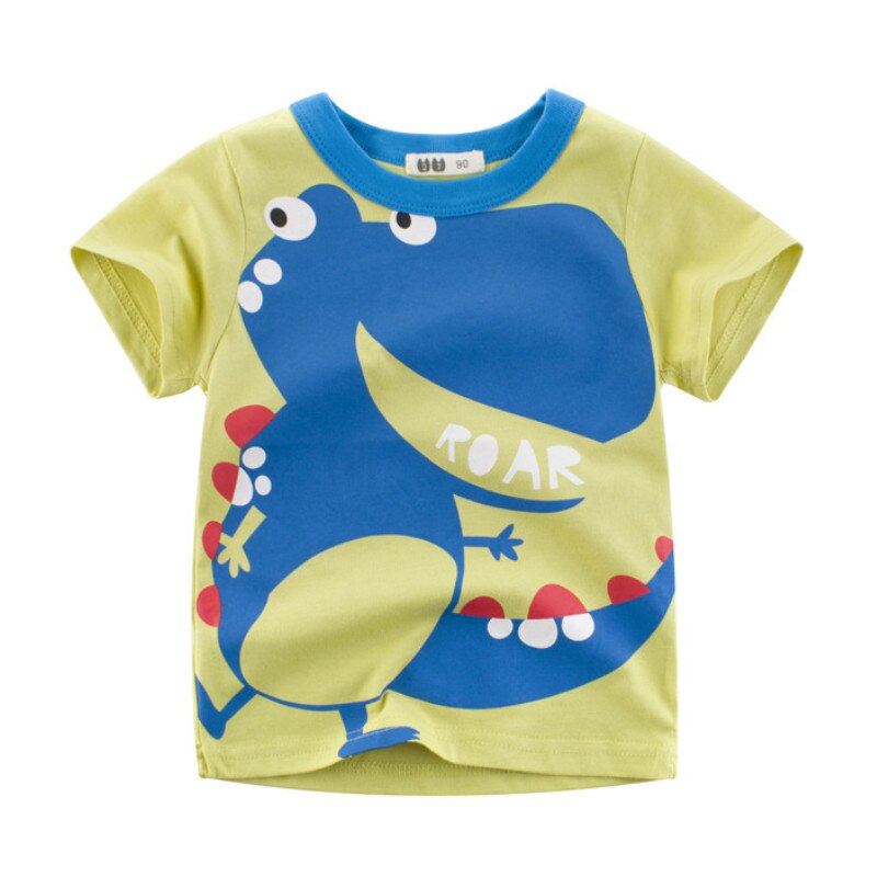 pudcoco Summer Kids Boys T-Shirts Cartoon Cute Dinosaur Pattern Short Sleeve Casual Top