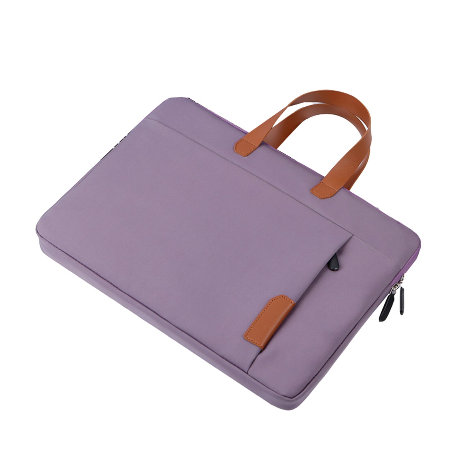 Portable Waterproof Oxford Cloth Laptop Bag Double Zippers Closure Anti-collision Handbag with Front Pocket 14 inch: Purple