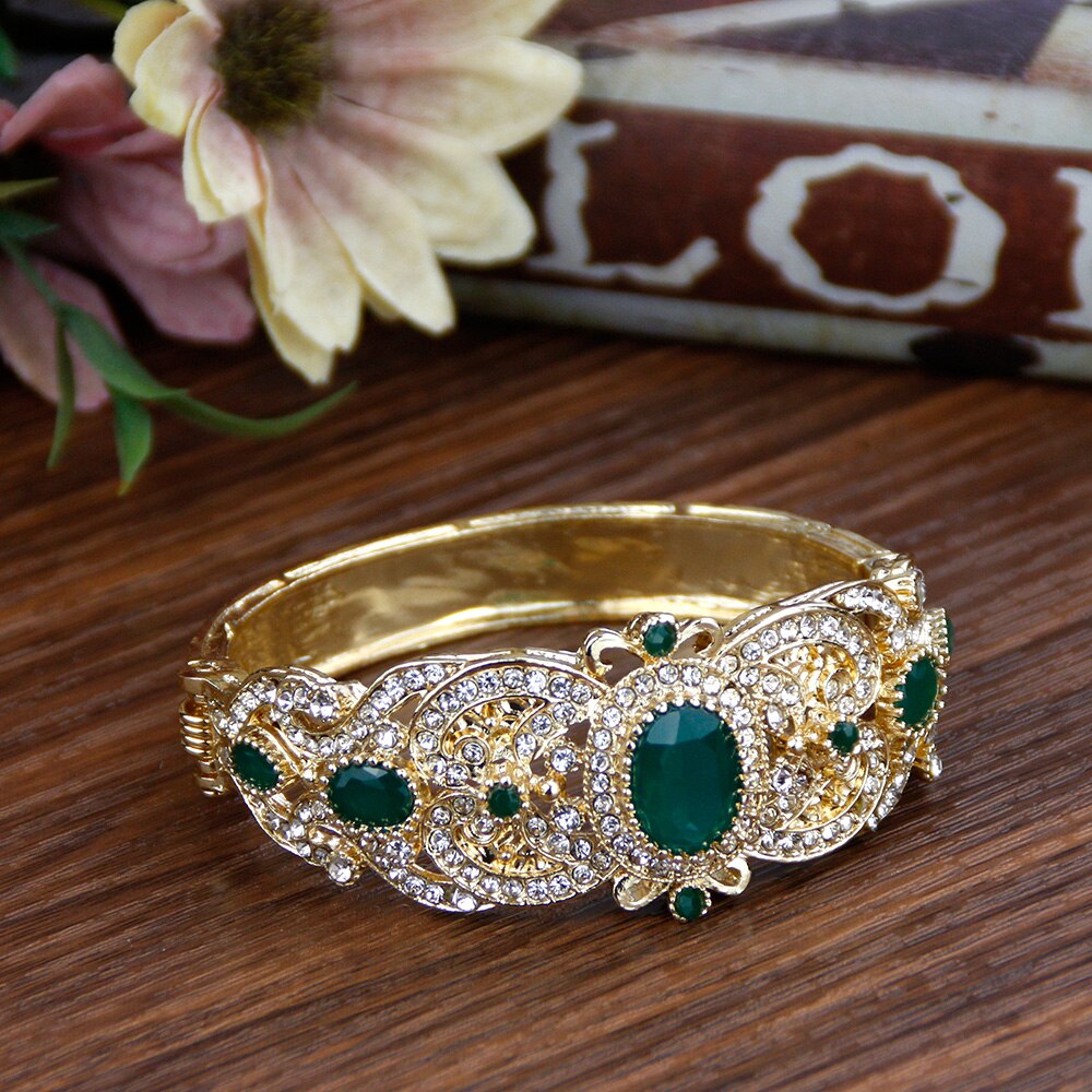 Sunspicems Goud Kleur Marokko Algerije Manchet Armband Armband Voor Vrouwen Volledige Crystal Afrika Etnische Bruiloft Sieraden Bruids