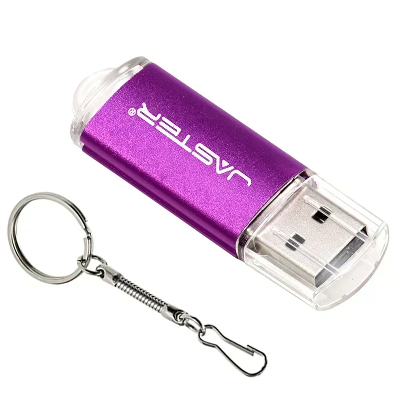 JASTER Niestandardowe logo Pendrive 4GB Mini pamięć flash USB 8GB Bezpłatny brelok do kluczy Pamięć USB 16GB Prezent biznesowy Dysk U 32GB Prezent pożegnalny: FIOLETOWY / 100 gb
