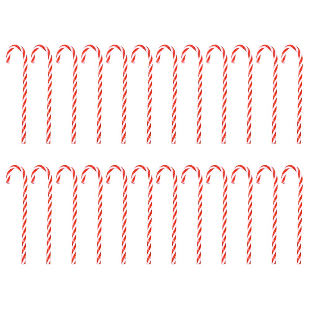 24PCS Practical Christmas Decoration Props Classical Walking Stick Shape Decor Tool(Red and White)