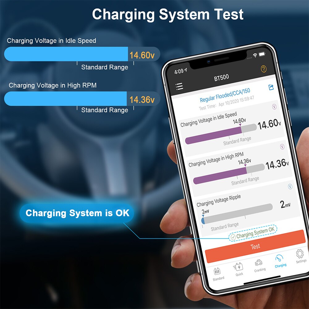 Ancel BT500 Auto Batterij Tester Draadloze Elektrische Circuit Zwengelen Test Android Ios Opladen Test Batterij Analyzer OBD2 Scanner