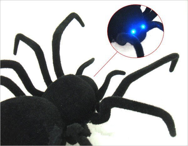 Electronic pet Remote Control Simulation tarantula Eyes Shine smart black Spider 4Ch Halloween RC Tricky Prank Scary Toy