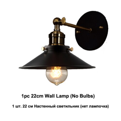 Modern Lustre LED-Chandelier-Lighting Black Metal Ceiling-Chandeliers Vintage-Light Dining Bedroom Hanglamp Suspension Luminaire: 22cm Wall Lamp