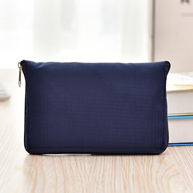 Foldable Shopping Bag Portable Large Green Bag Storage Bag Thickened Shoulder Bag Eco Friendly Shopping Bag: zipper-Navy