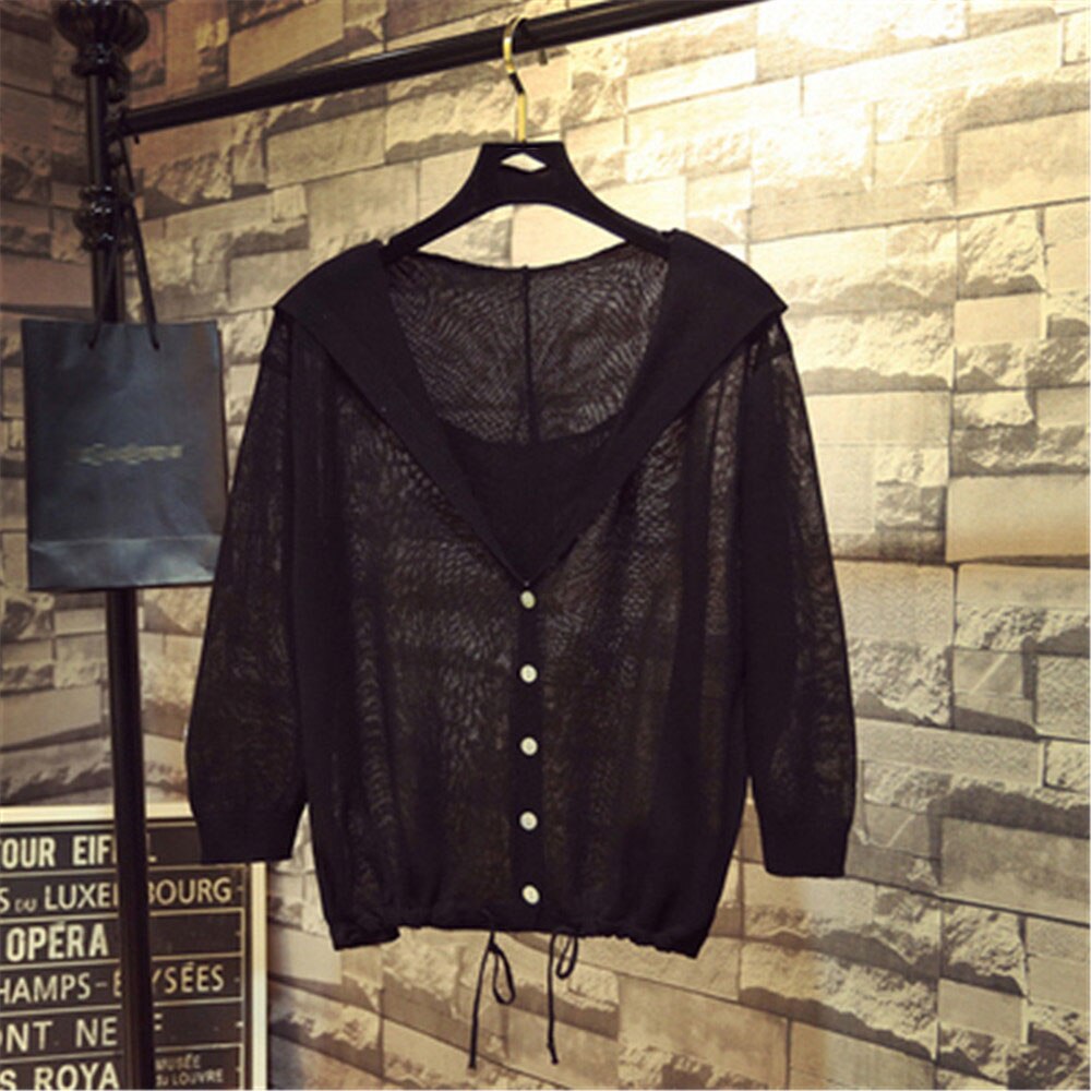 Cardigan com capuz fino, feminino, primavera/verão, laço, decote em v, design curto, solto, capa, outerwear