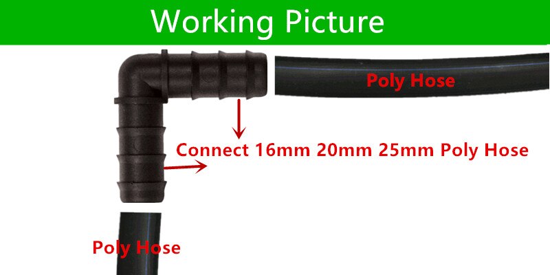 Elbow Connector Insert Barb Coupler 90° Elbow Poly Hose Barbed Fittings Greenhouse Micro Drip Irrigation Fittings