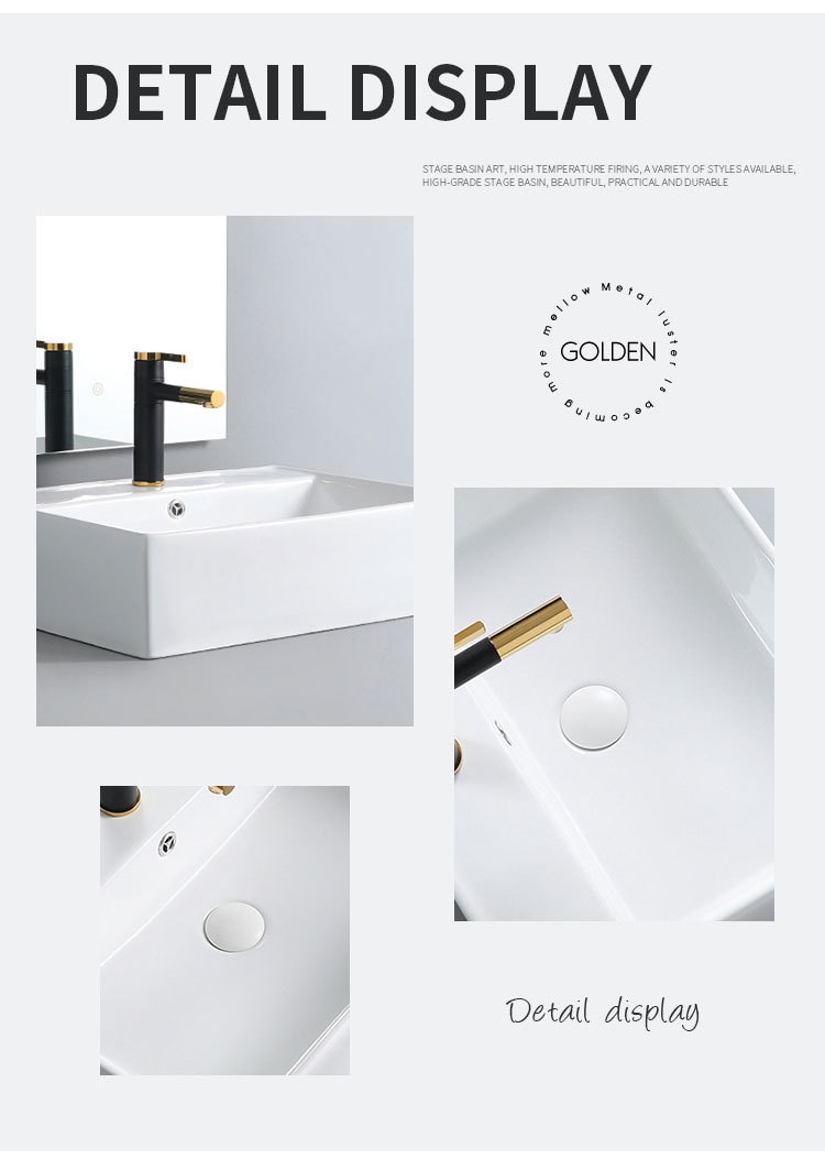 K-STAR Simple Pure White Countertop Sinks Ceramic Hanging Basin Integrated Basin Bathroom Wash Hand Basins