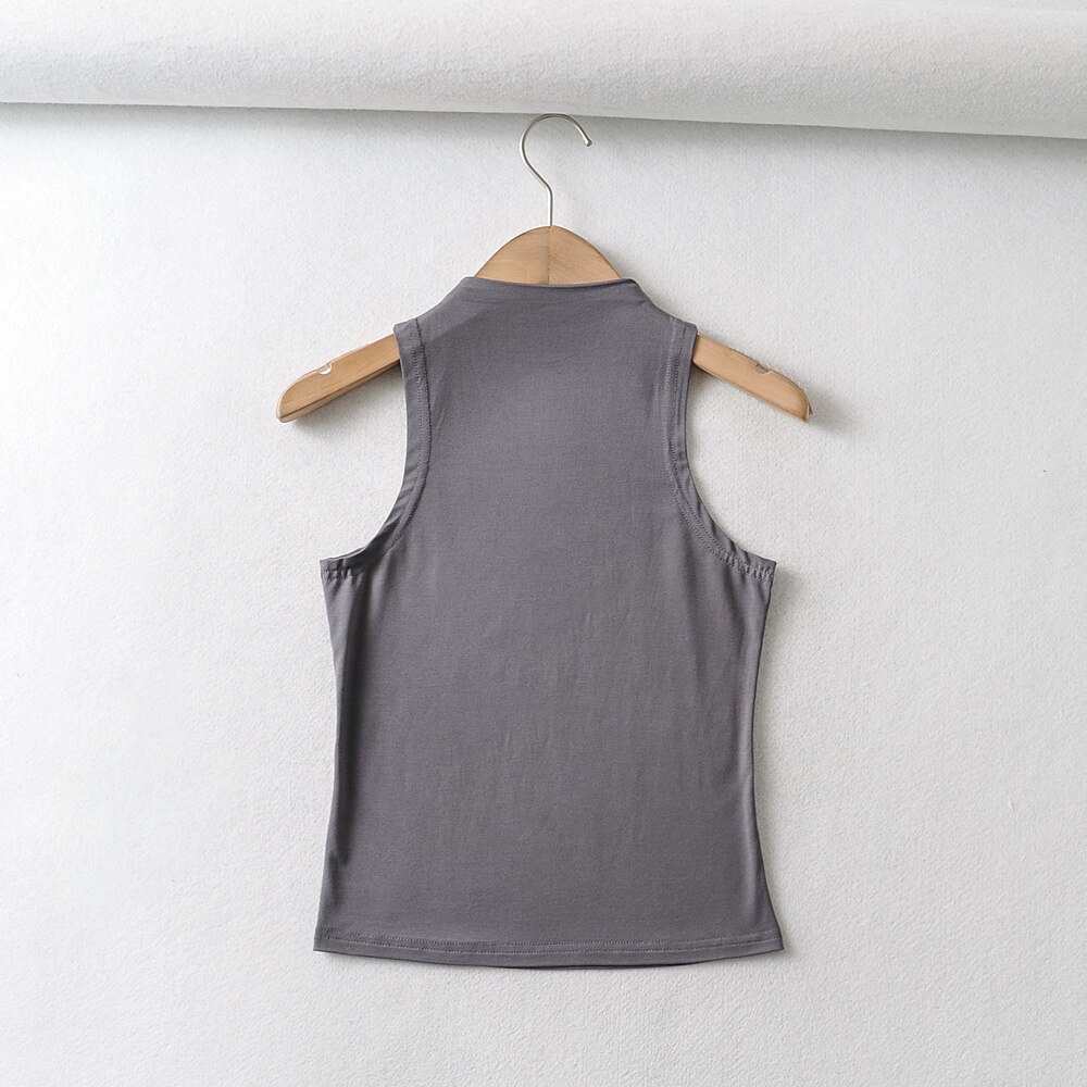 Bradely Michelle Zomer Aankomst Vrouwen Effen Kleur Causale Sexy Croped-Top Mouwloze Tank Streetwear: S / Grey