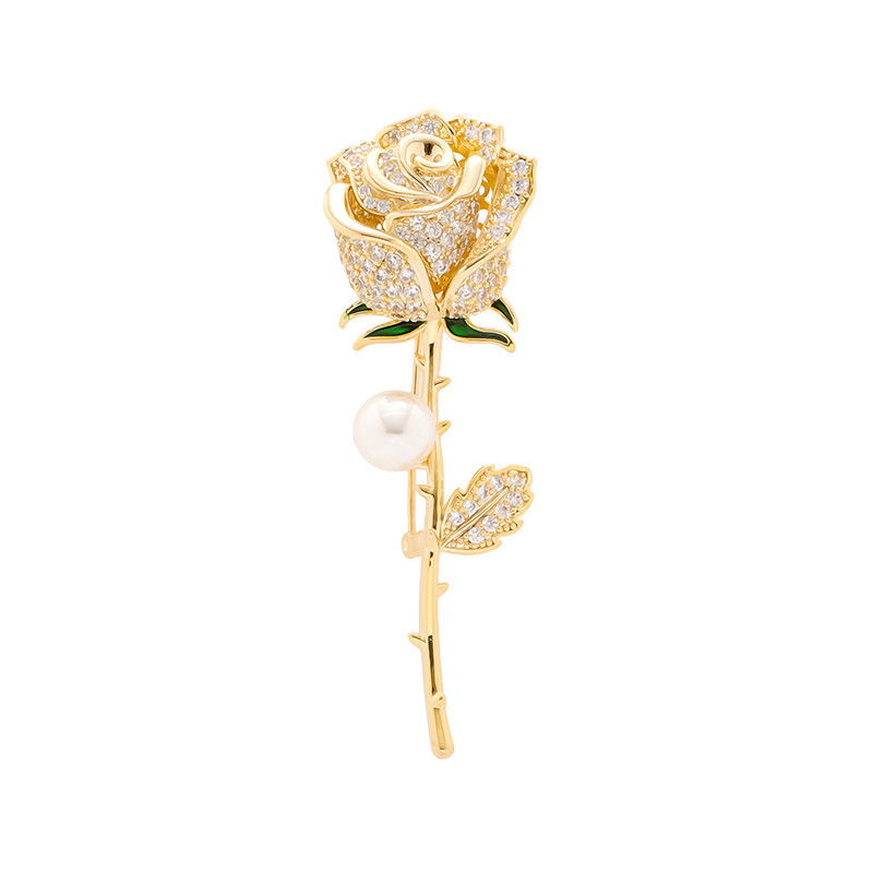 Rhinestone Rose Flower Tulip Brooches Gold Silver Color Alloy Beauty Flower Party Office Brooch Pin Jewelry