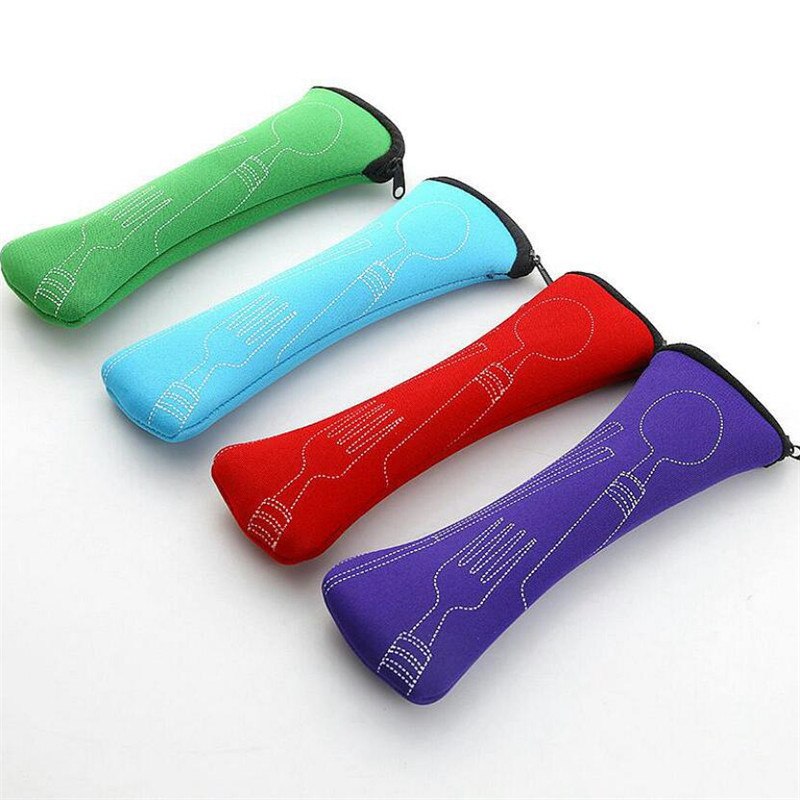 Neue Tragbare Kissen Tasche Messer Gabel Stäbchen Tasche Weiche 1Pc Luft Baumwolle Reißverschluss Reise Besteck Tasche Speicher Lieferungen