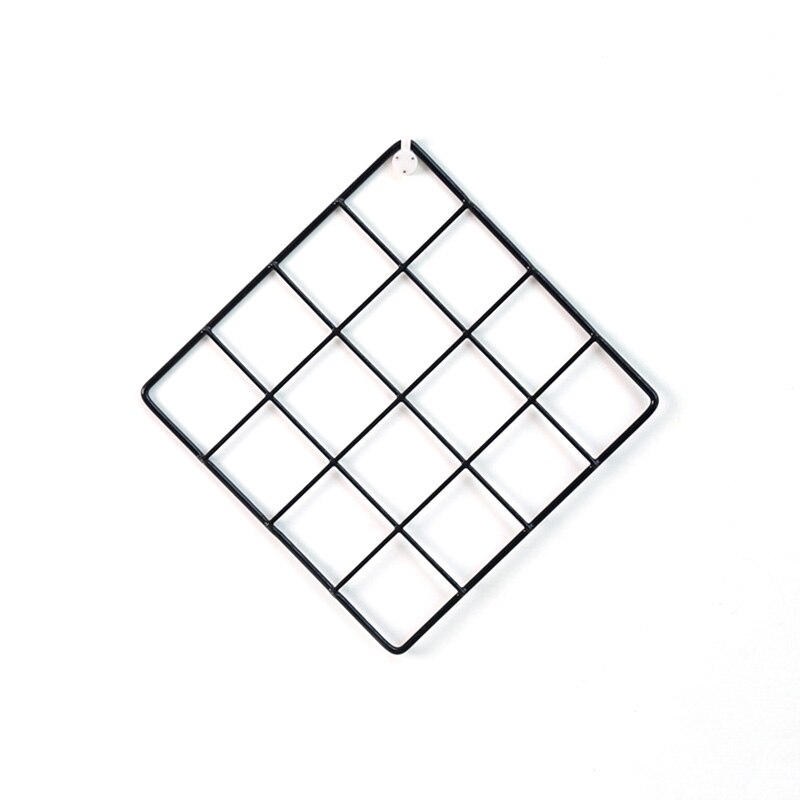 Iron Metal Grid Craft Photo Frame Ins Nordic Style Metal Mesh Grid Wall Frame DIY Photos Wall Pictures Frame Holder Storage: Black