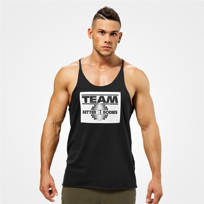 Gilet de Fitness en coton pour hommes, haut imprimé à la , décontracté, sangle fine, vêtements de sport pour la musculation: balck / M(160-170)