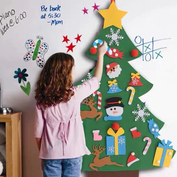 Diy Puzzel Kerst Decoratie Speelgoed Kinderen Handgemaakte Hangen Klittenband Vilt Doek Kerstboom Kerstcadeaus Voor Kinderen
