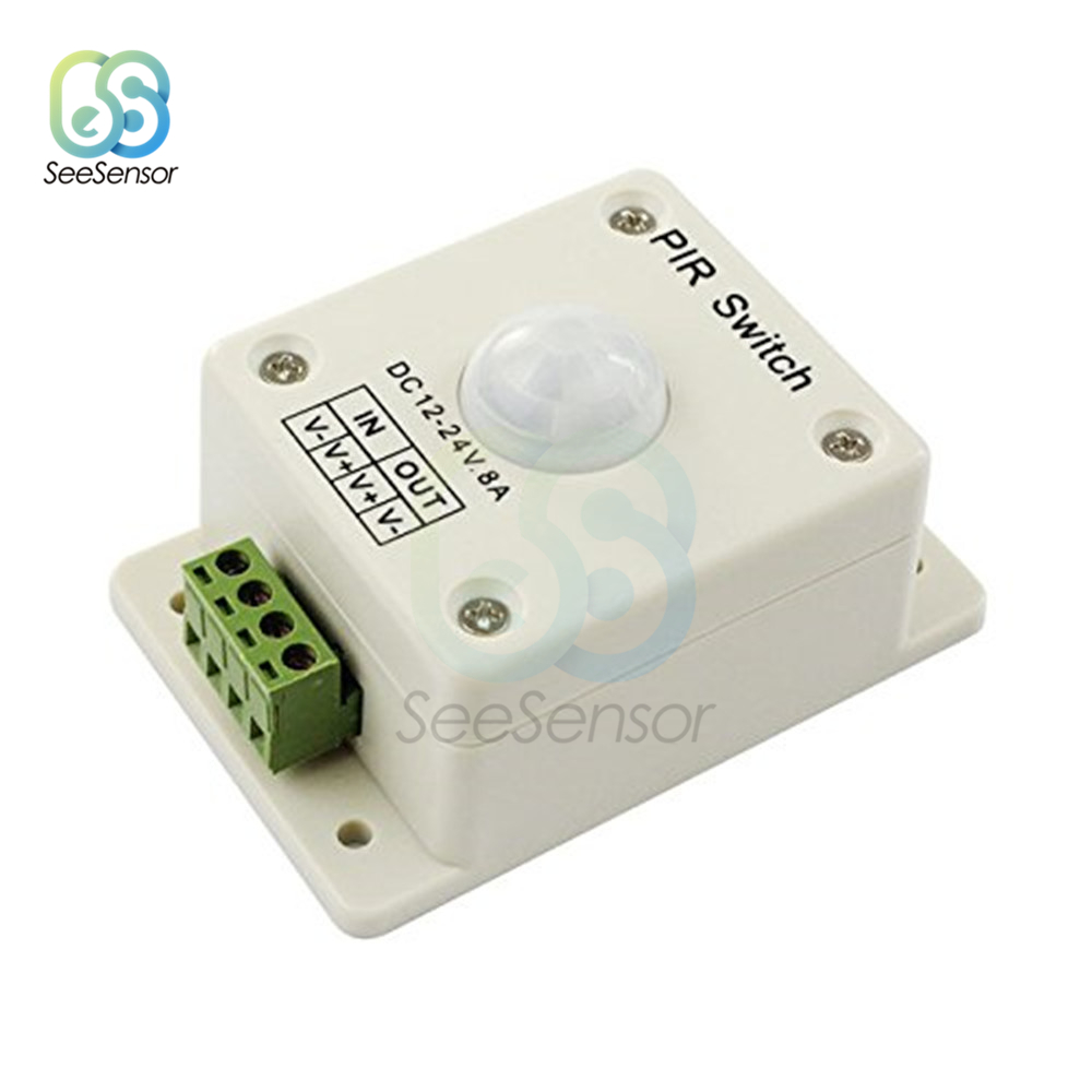 Automatische Passen Pir Motion Sensor Switch Ir Infrarood Detector Licht Schakelaar Voor Led Strip Licht Lamp Dc 12V 24V 8A