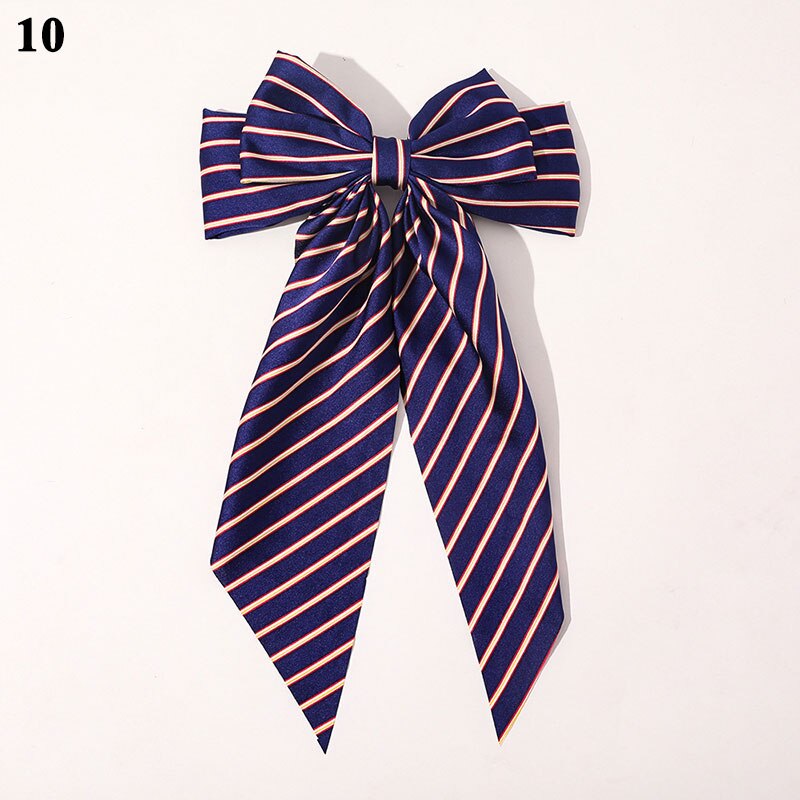 Gestreepte Bloemenprint Strik Haar Clips Lint Haarspeld Twee-Lagen Oversized Bows Haar Clip Haarspeldjes Meisjes Haar Accessoires: 10