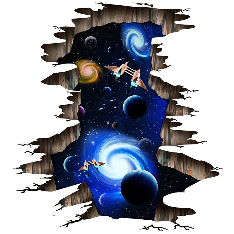 3D Galaxy Onderwater Wereld Muurstickers voor Plafond Dak Raamsticker Muurschildering Decoratie Persoonlijkheid Waterdichte Vloer Sticker: F  90x60cm