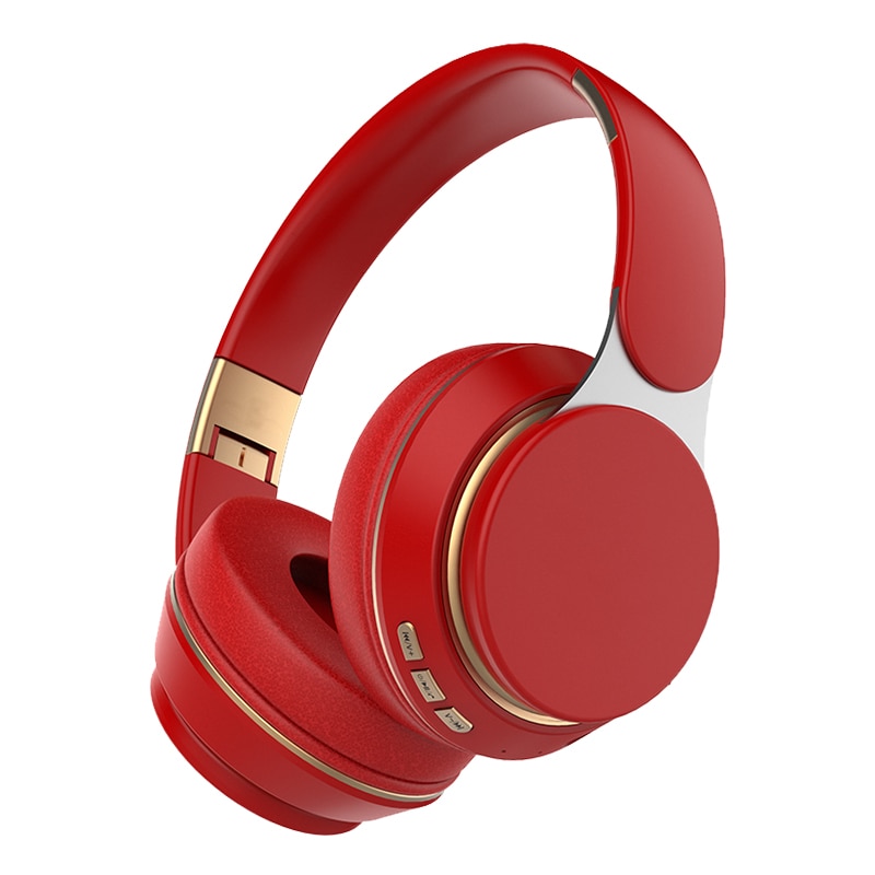 Sans fil Bluetooth casque HIFI HD stéréo basse casque pliable réglable écouteurs avec micro TF carte pour PC téléphone portable Mp3: Rouge