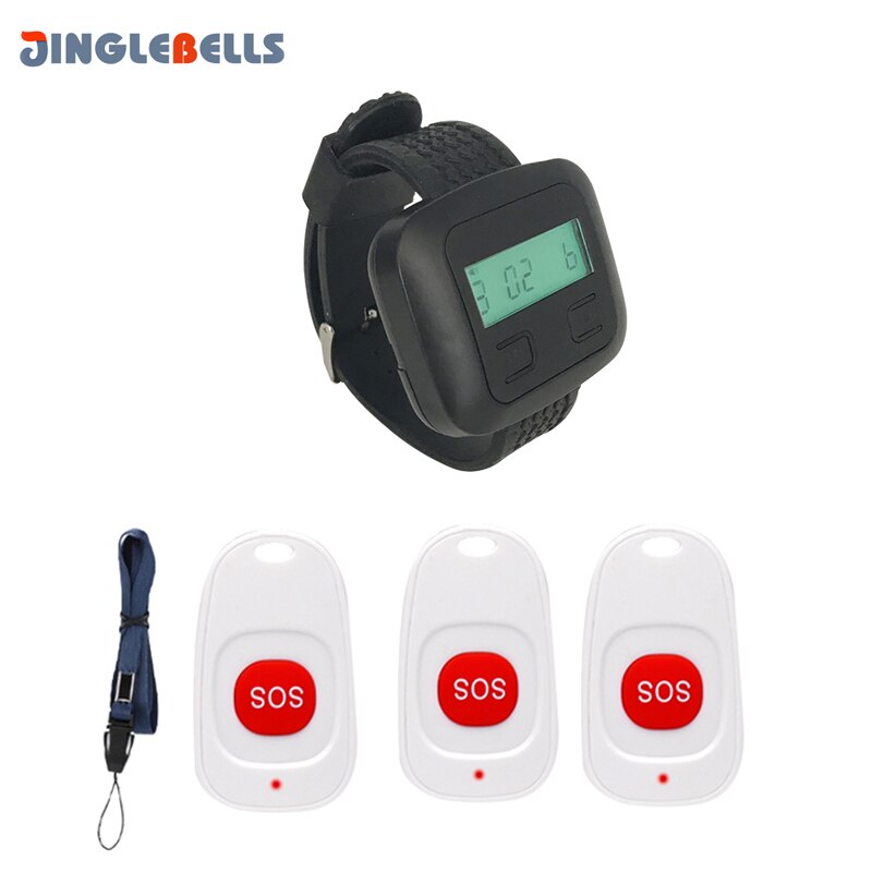 Wireless Paging System Wrist Watch Receiver Black And Emergency SOS Call Button White For Hospital Clinic Nurse House: 3