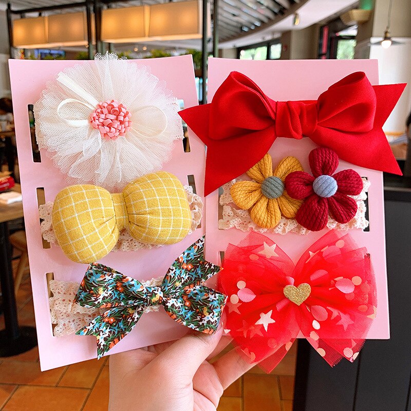 3 stk/sett nydelige blonder blomster baby pannebånd sløyfe prinsesse baby jente pannebånd spedbarn småbarn hårbånd baby hår tilbehør