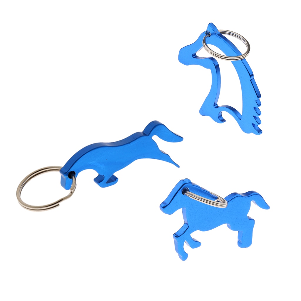 LLavero de aleación de aluminio con forma de caballo, 3 uds., llavero, llavero, llaveros con colgante, de recuerdo de boda, color azul