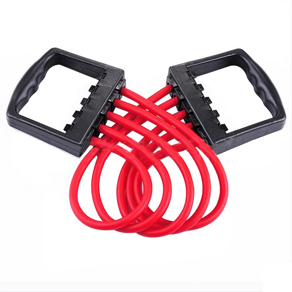 Draagbare indoor sport borst expander puller sterke weerstand kabel band puller fitness oefening verwijderbare 5 latex yoga tube: Rood