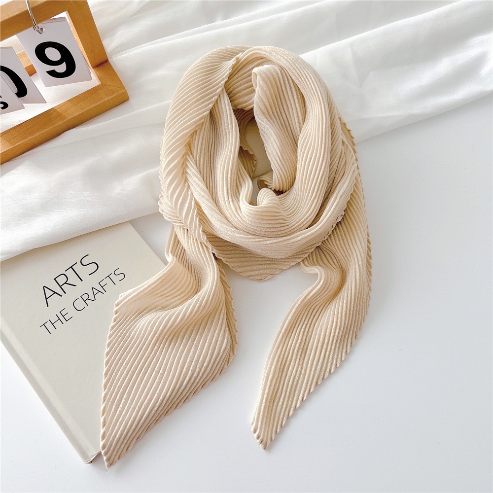 Lenços Bandana Grandes para Mulheres, Rugas Hijab, Xales Quadrados, Envoltórios, Lenços Macios de Pescoço de Algodão, Monocromáticos, 90cm: Bege