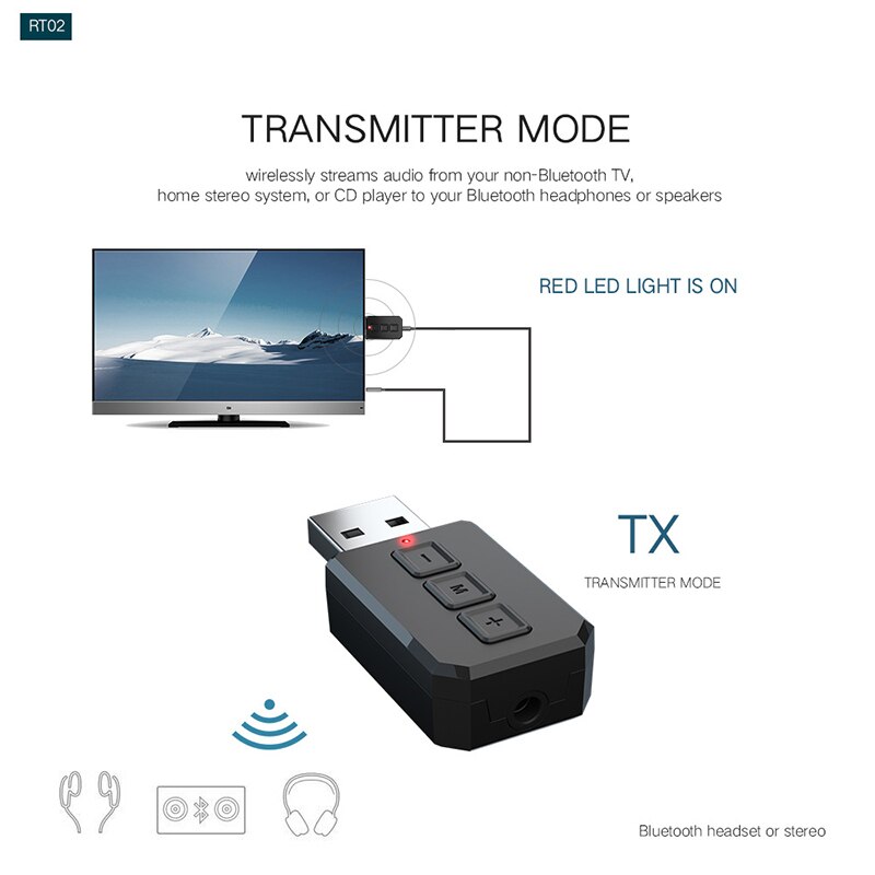 2-in 1 kabellose bluetooth-empfänger-sender-adapter, 5.0 klinkenbuchsen für autoradio (aux) 3.5mm  a2dp kopfhörerempfänger, freisprecheinrichtung