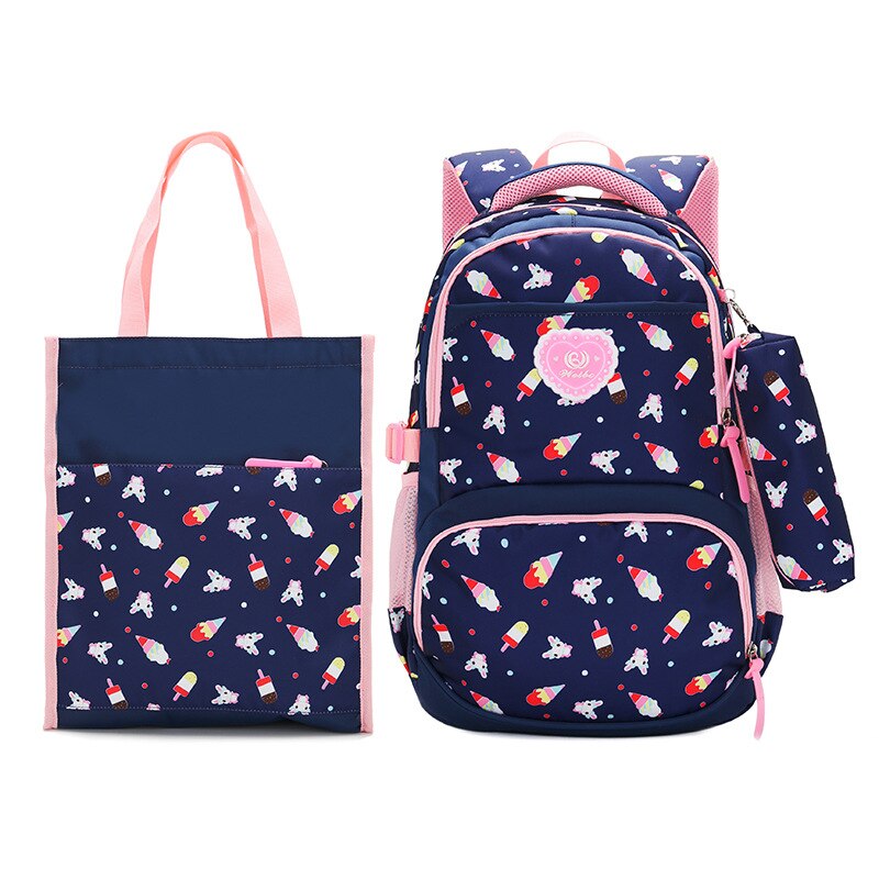 3 Stks/set School Rugzakken College School Tassen Voor Tieners Meisjes Jongens Schoudertas Vrouwen Canvas Rugzak Rugzak Mochila: blue