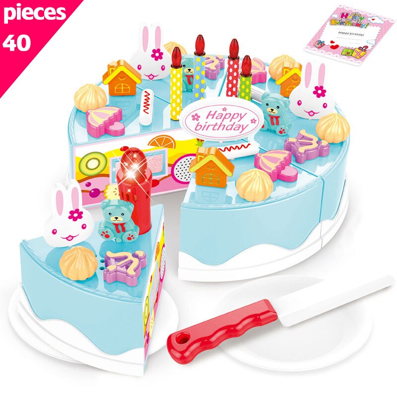 Mädchen simulation küche lebensmittel spielzeug 37-75 stück set DIY pretend zu spielen cut kuchen spielzeug geburtstag kuchen mit musik licht mädchen: 10