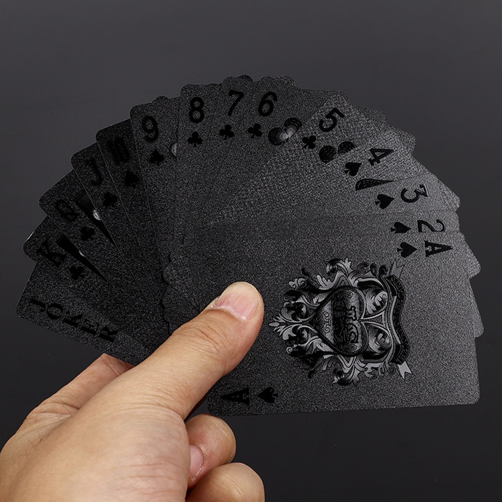 Cartas de juego de póker negro sin Color, cartas impermeables de plástico para mascotas/PVC, recuerdo de Turismo,