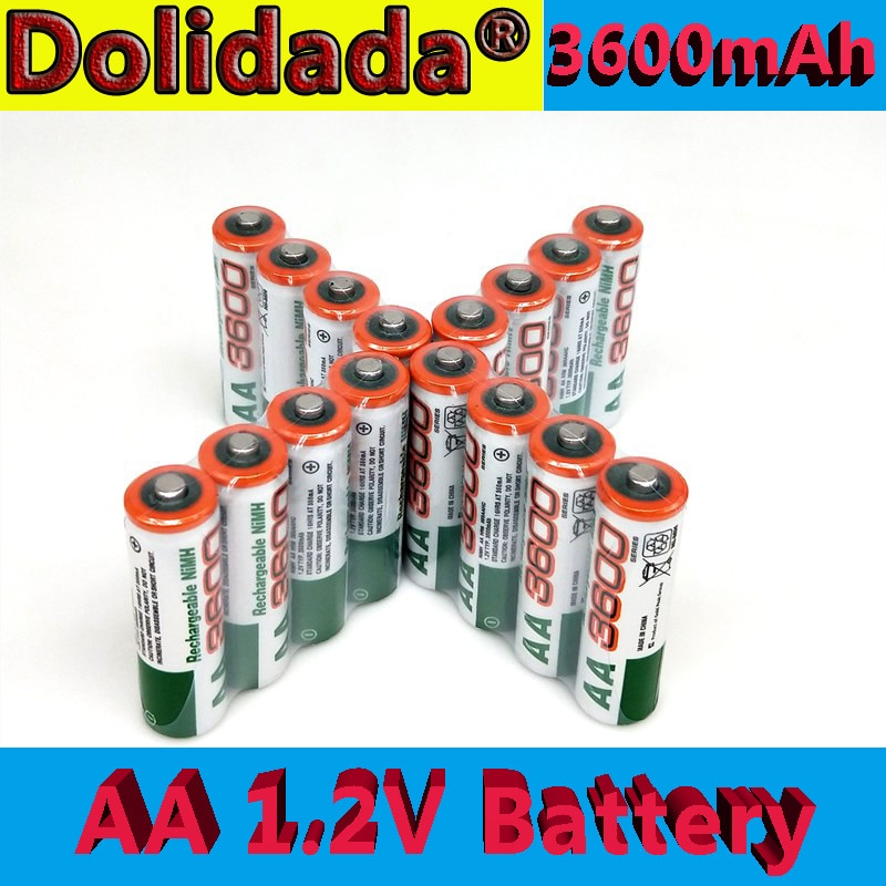 Dolidada 100% neue AA batterie 3600 mAh akku, 1,2 V Ni-Mh AA batterie, geeignet für uhren, mäbenutzen, Computer