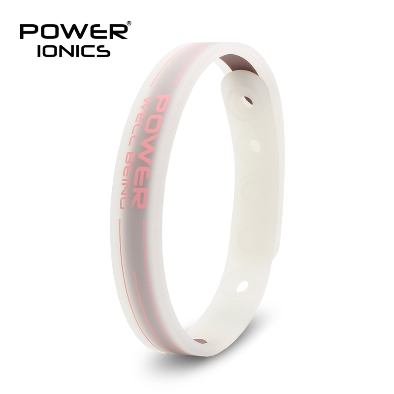Power ionics bio sundhed fordele ion balance power therapy silikone sport choker turmalin germanium armbånd armbånd: Gennemsigtig lyserød