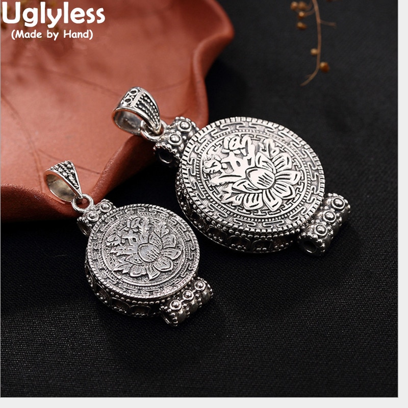 Uglyless Real 925 Sterling Silver Lovers Nepal Style Handmade Openable Gaudencio Box Pendant without Chain Ethnic Fine Jewelry