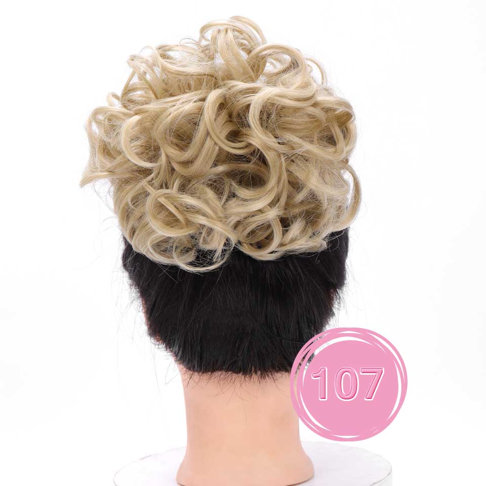 WTB-moños sintéticos de rizado corto para mujer, banda de goma elástica, peine con Clip, extensión de cabello, accesorios para coleta: 107