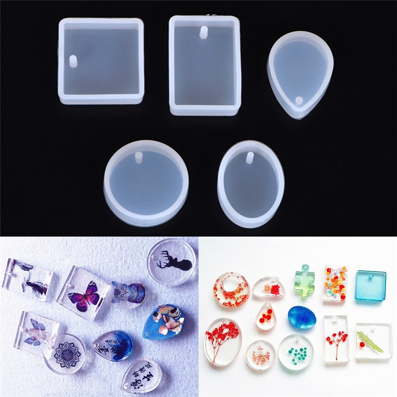 4pcs/set Puzzle Piece Gemstone Crystal Epoxy Resin Mold DIY Jewelry Pendant Making Tools Epoxy Clear Silicone Mould: 4