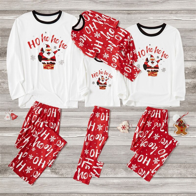 Familie bijpassende kerst pyjama sets vader moeder kind cartoon kerstman bedrukt nachtkleding homewear voor kerstfeest: Baby 12m