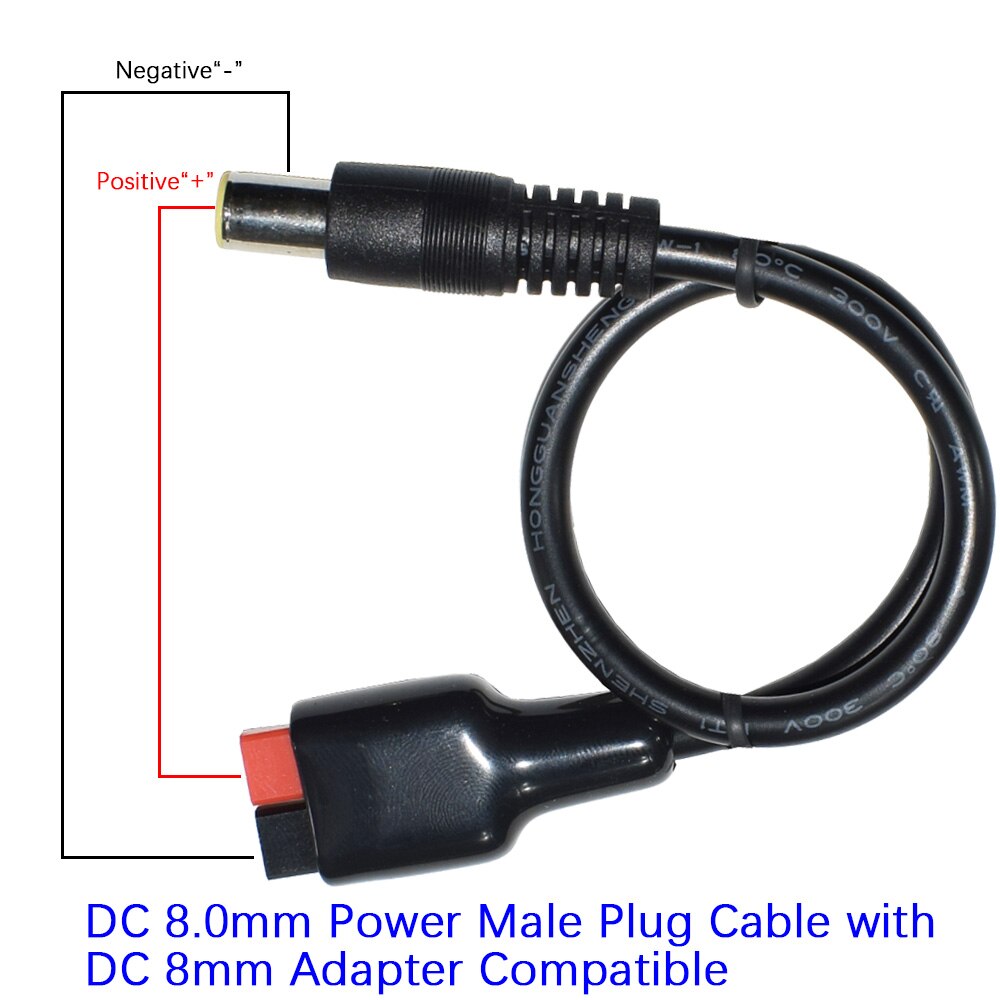 Cabo conector macho de energia dc 8.0mm com adaptador dc 8mm, compatível com der 11 polegadas/28cm, carregador portátil para gerador: YELLOW
