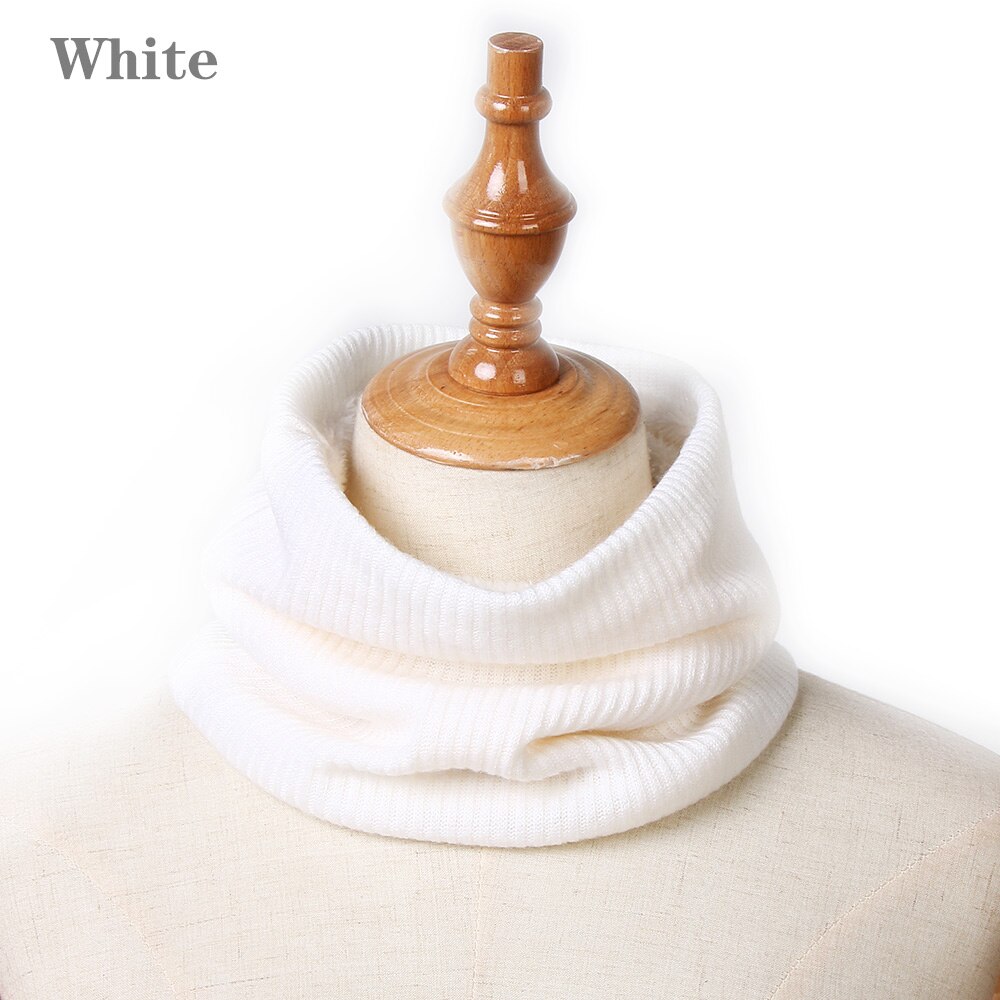 1 PC Bonito Algodão Bebê Inverno Neck Warmer Anel Scarf Crianças Meninas Meninos De Malha De Lã O-Lenços Cor Sólida crianças Quente Baixada: WHITE