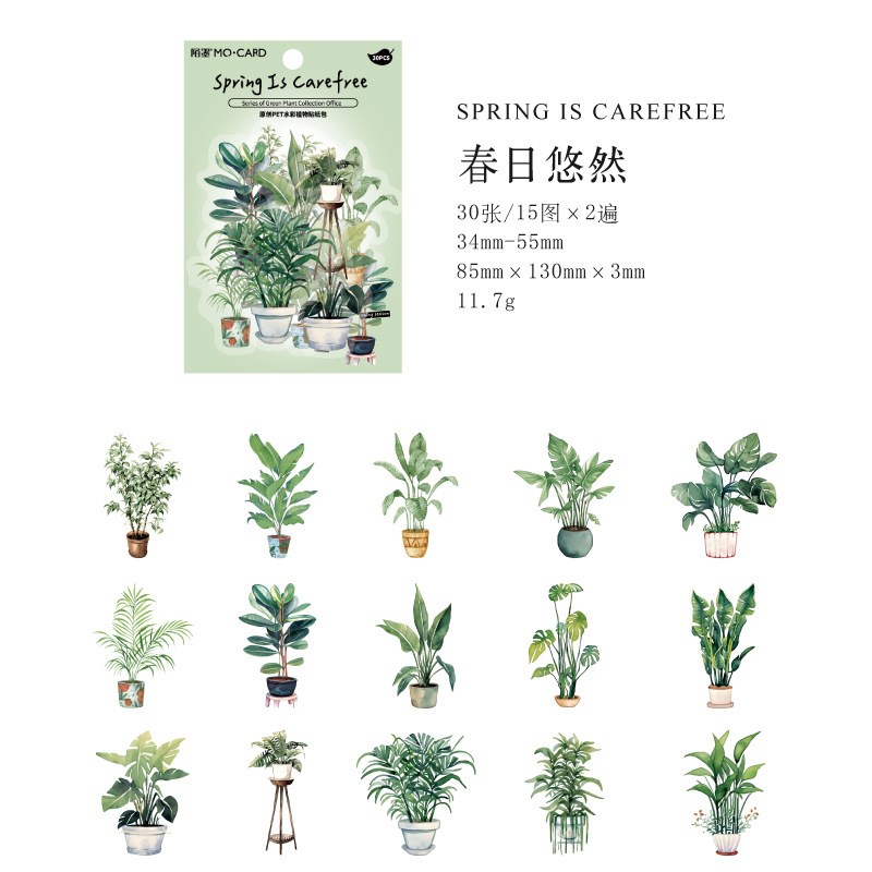 Juego de 30 Uds de pegatinas de hojas de helecho botánico, pegatinas transparentes de plantas Vintage para mascotas, pegatinas impermeables para álbum de recortes para decoración de diario DIY: Rojo