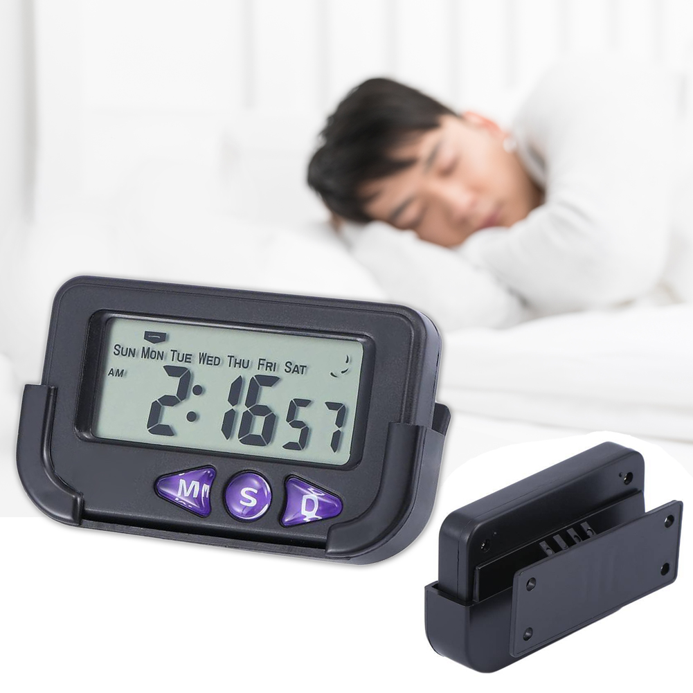 Unique Digital Small Plastic Large Display Electronic Black Stopwatch Automotive Travel Portable Alarm Clock Home Accurate