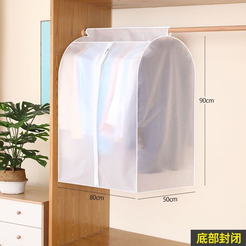 Verdikking Stofkap Voor Kleding Transparante Jas Dust Covers Jas Jurk Kledingstuk Cover Rits Kleding Case Closet Organizer: H90 W80 D50