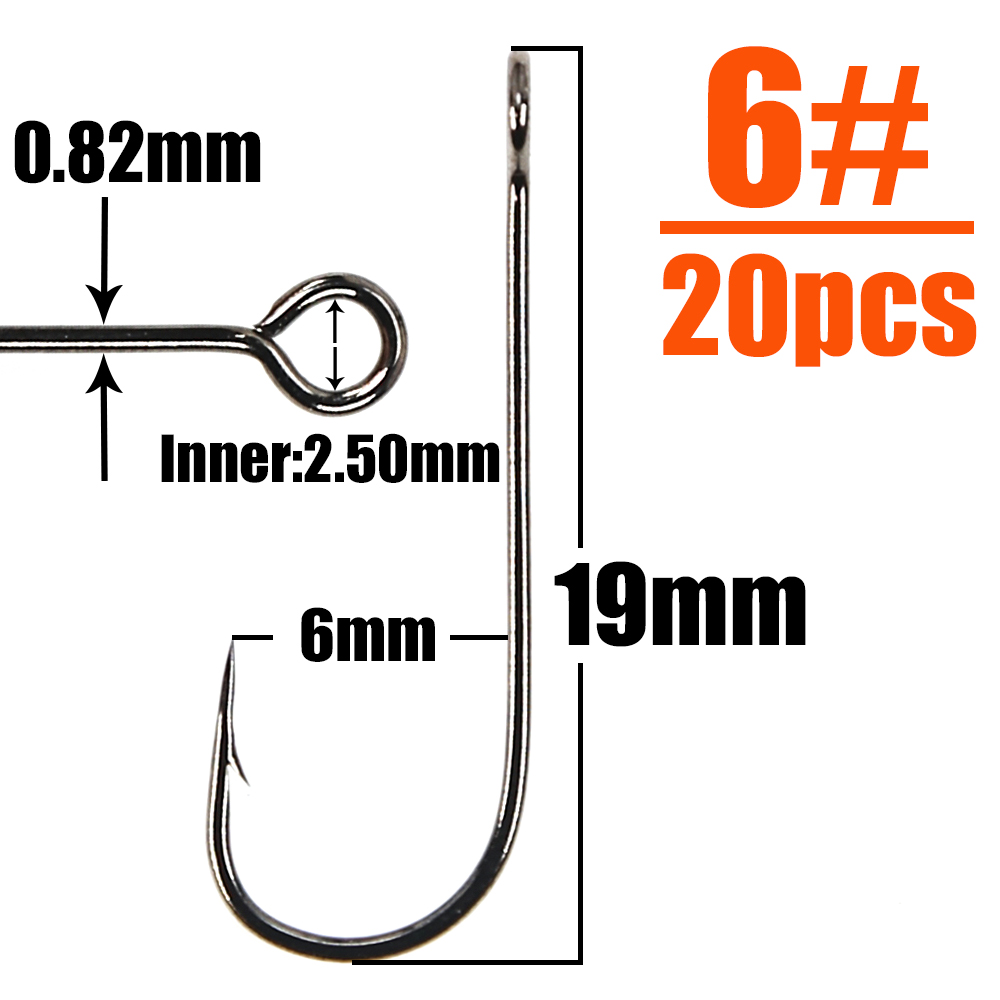B&U 20pcs Barb Hook Fishing hook big ring Carbon Steel Single Hooks tackle Worm Hooks With big eyes Ring: PURPLE