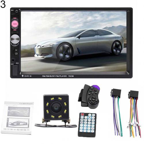 7023B 7 Zoll 2 Lärm Auto MP5 / MP3 Bluetooth Spieler Karte Inserter U Disk Radio praktisch verbinden mit 4/8 LED Hinten Kamera: 8 LED Rückseite Kamera